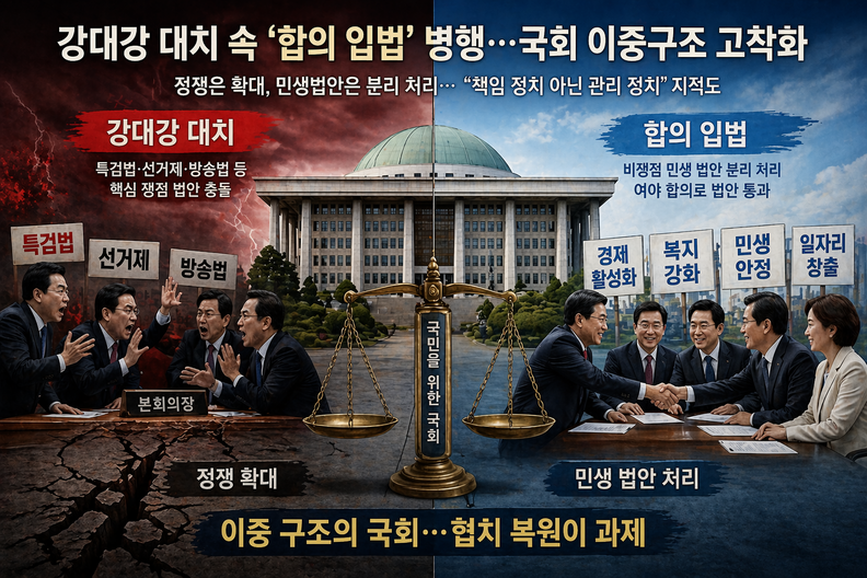 강대강 대치 속 ‘합의 입법’ 병행…국회 이중구조 고착화