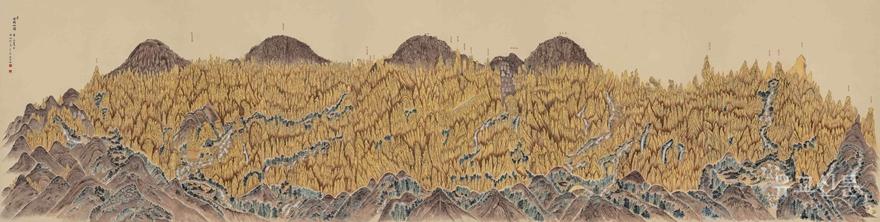 금강산도,119cm × 50cm×10, 순지 ,분채,먹 금분, 2021.jpg