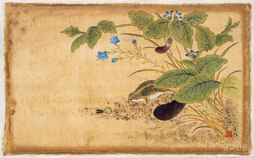 초충도 36cm×60cm, 옻지,분채, 2022.jpg