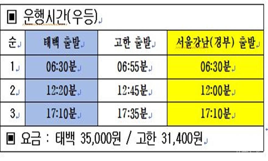3. 태백시, 태백-강남고속버스터미널 시외버스 노선 신설.JPG