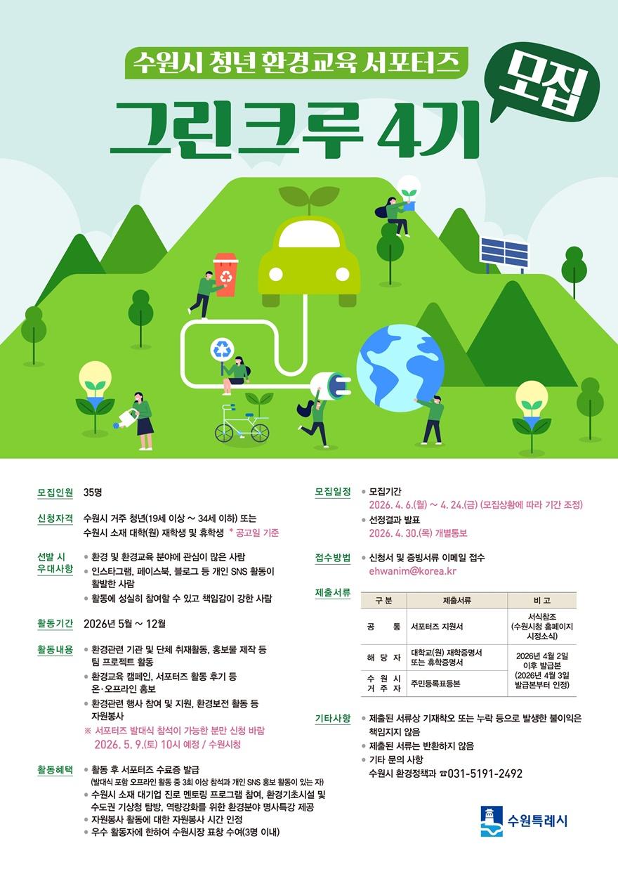 사본 -4. 수원특례시, 청년 환경교육 서포터즈 ‘그린크루 4기’ 35명 모집 small.jpg